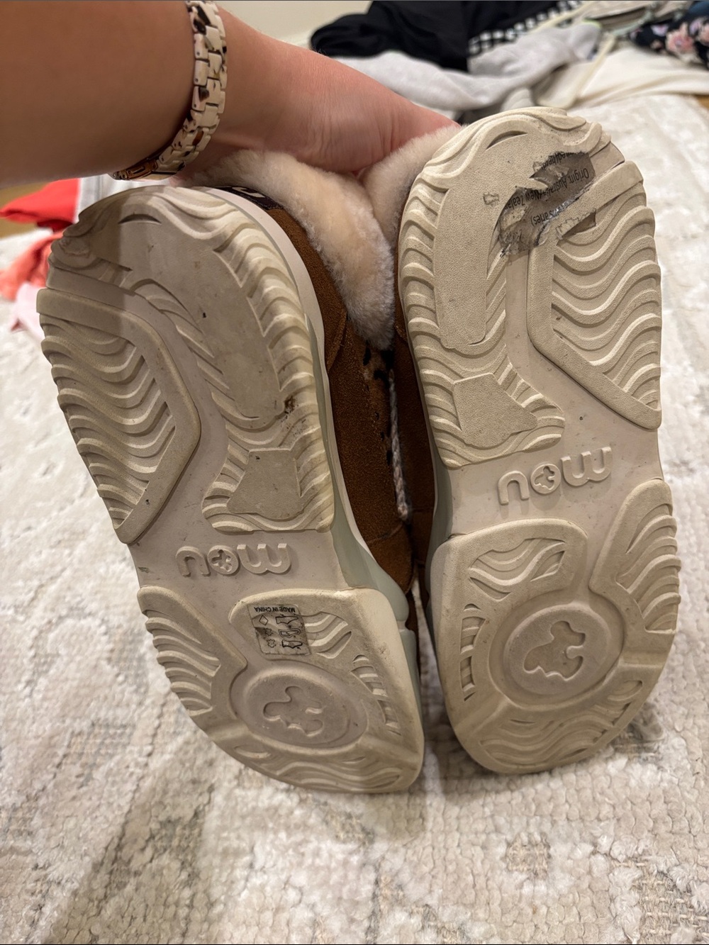 Mou Brown Suede Shearling Sneakers with Leopard Print - Picture 5 of 5